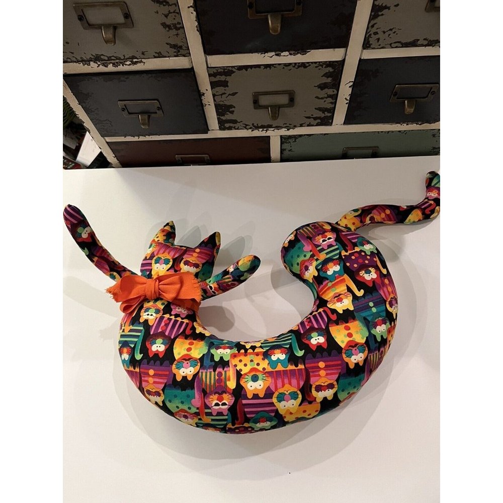Handmade Travel Neck Pillow Kitschy Cats Funky Kittys Colorful Kittens